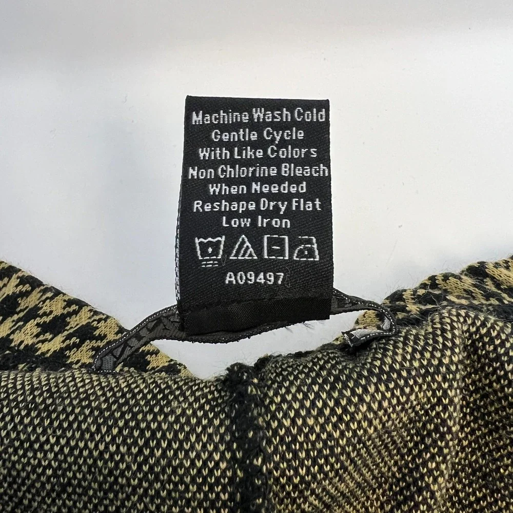 NWT Nina Leonard Houndstooth Skirt With‎ Black Fringe Size Medium Ankle Length